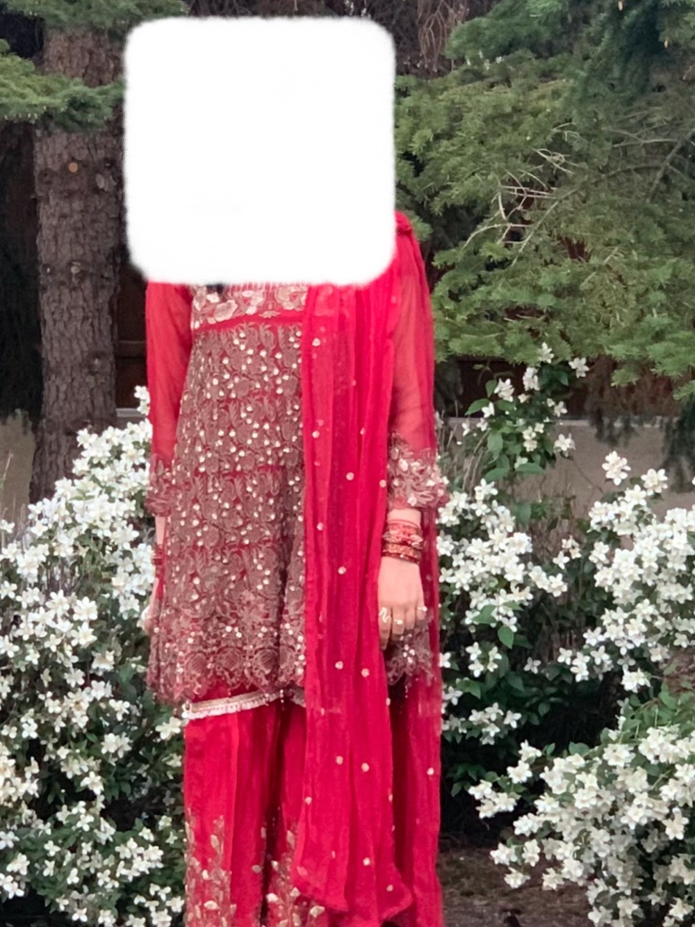 Pakistani/Indian 3pc Embroidered Red Women’s Formal Gharara